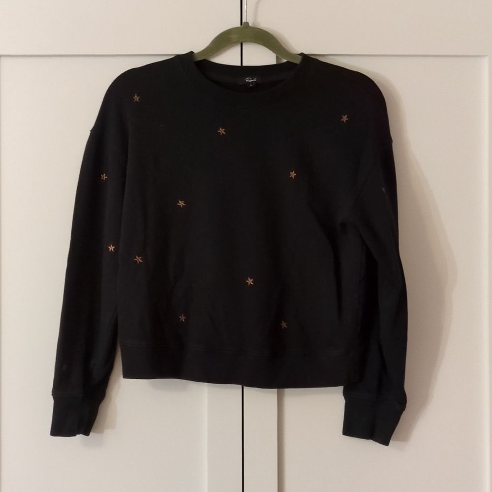 Rails Ramona Sweatshirt Black Bronze Star Embroidery Size Small Celestial